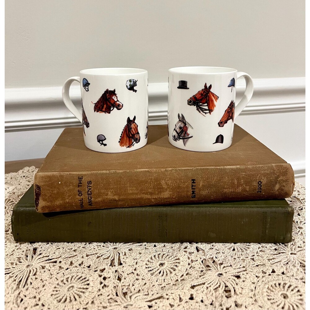 Discontinued Bryn Parry Fine Bone China Mugs – Equestrian Horse & Hat